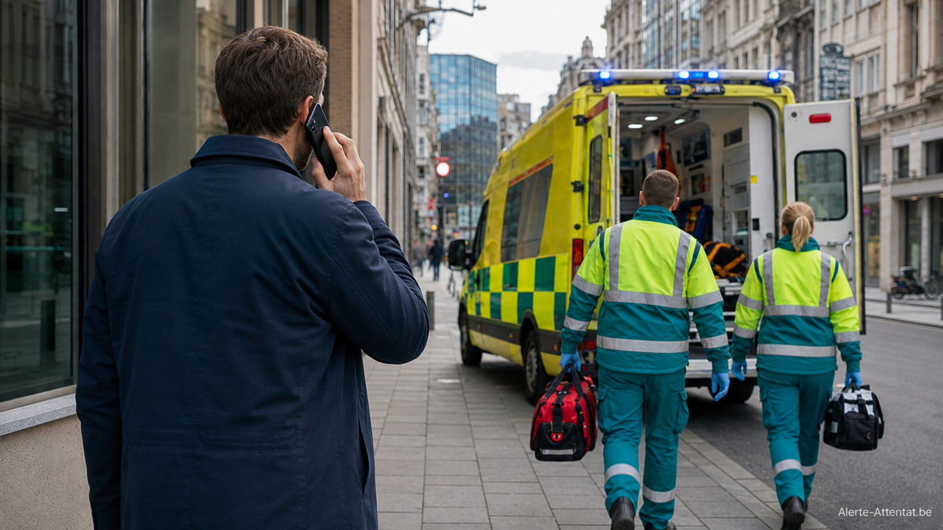 Illustration originale : Appeler les secours après une attaque